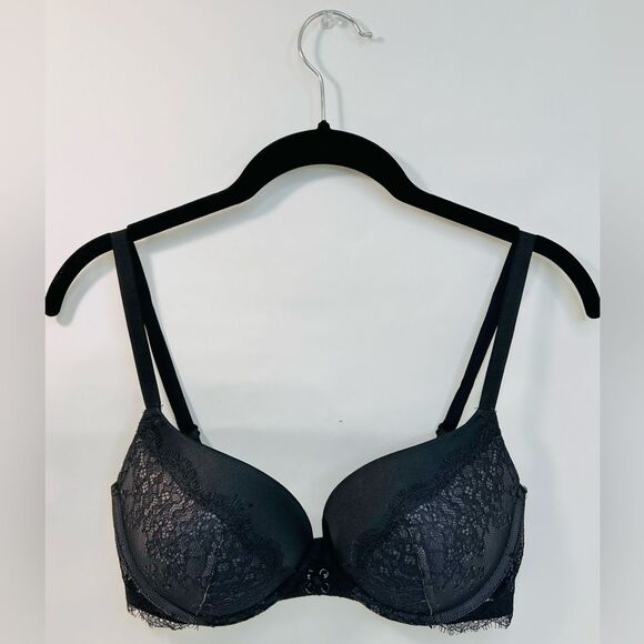 Victoria’s Secret Very Sexy Black Lace Corset Push-Up Bra size 32DD - Picture 2 of 15